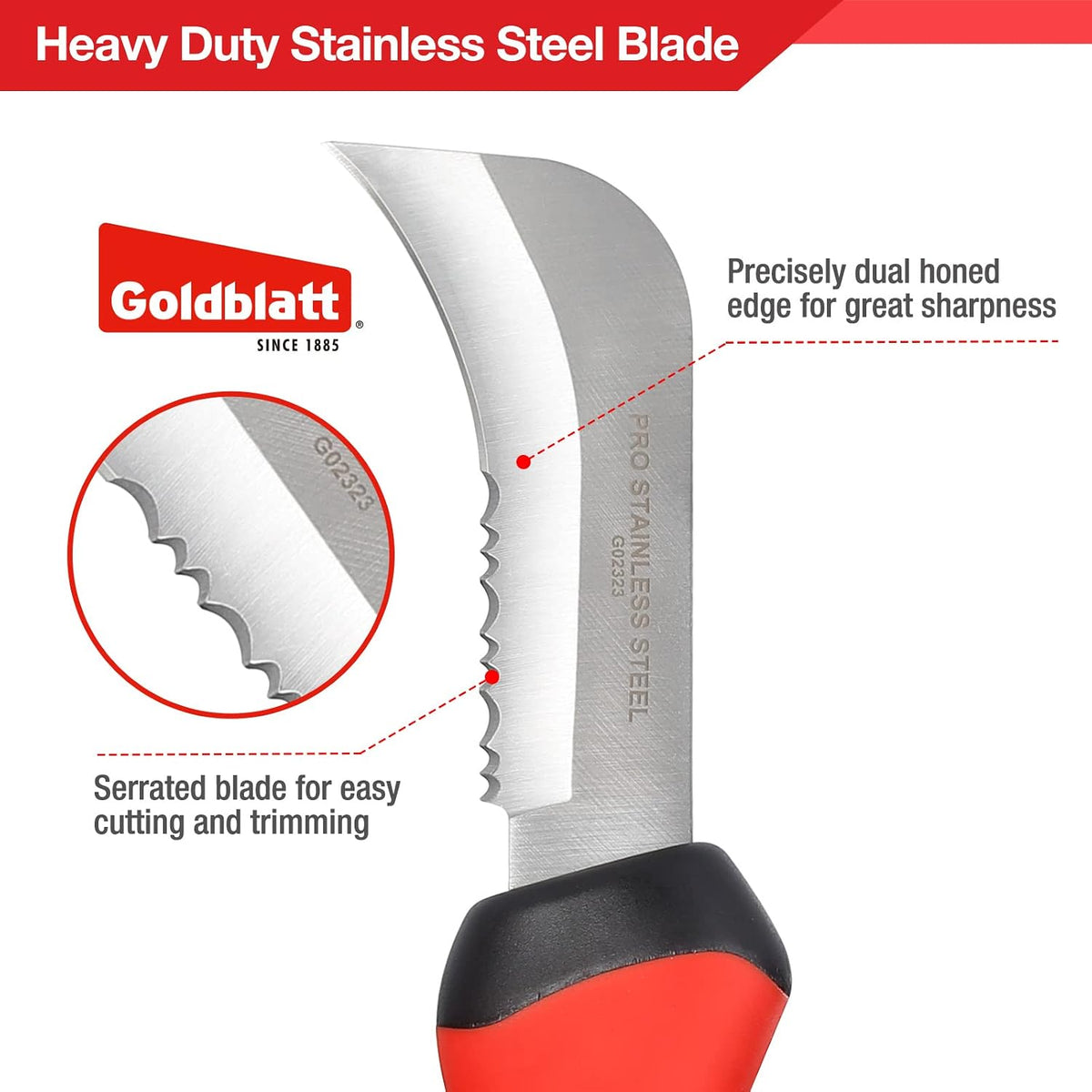 Goldblatt Heavy Duty Carpet Knife, Linoleum Cutter & Hook Knife for Roofing