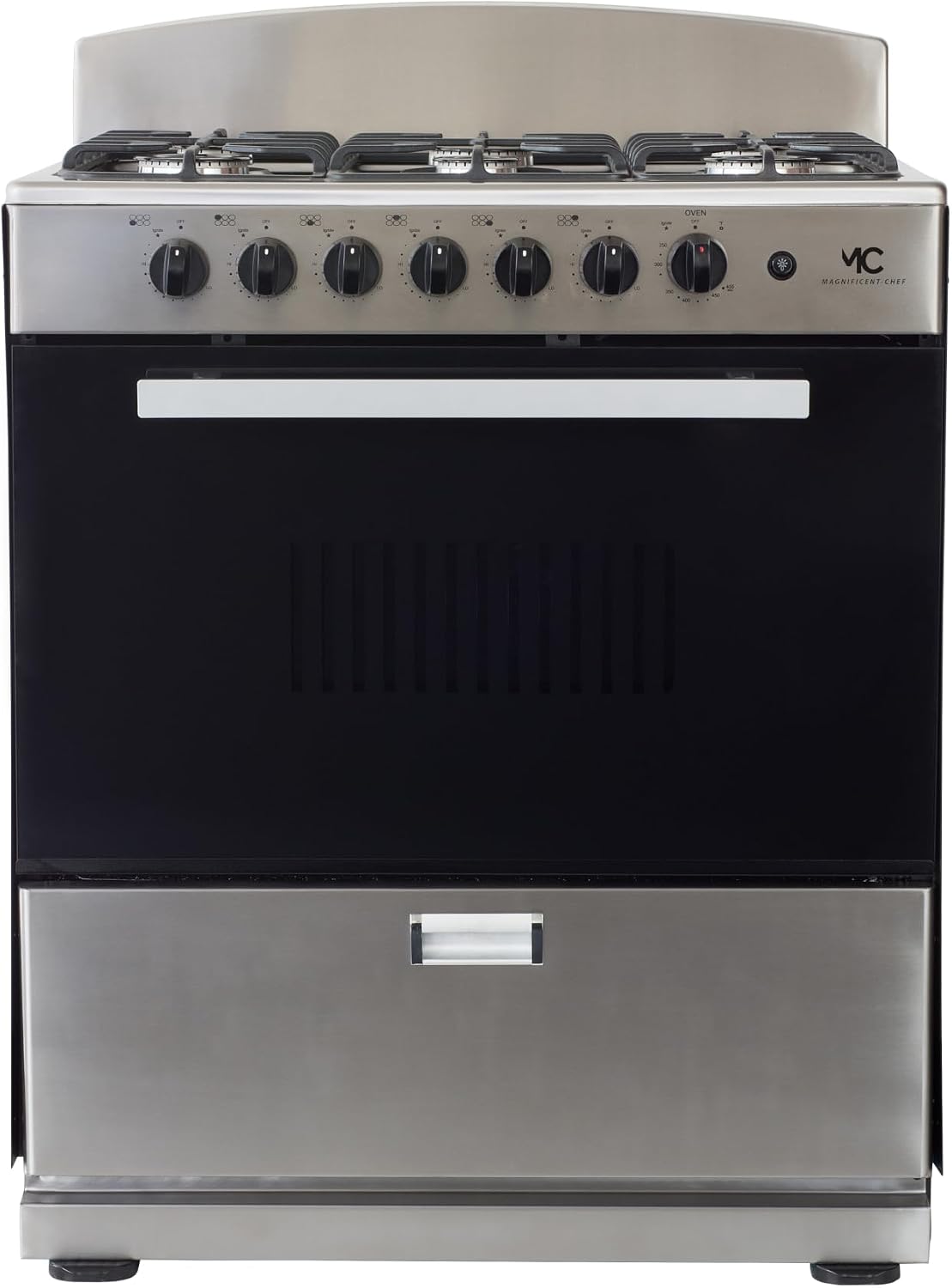 Magnificent Chef 30" Gas Range, 4.0 Cu Ft Space Saver Oven, Stainless Steel | 3 Ultra-Fast & 3 Fast Burners, Cast Iron Grates, LP/NG Ready MGR30DNM56TDIB | Delivery Included & 2-Year Warranty