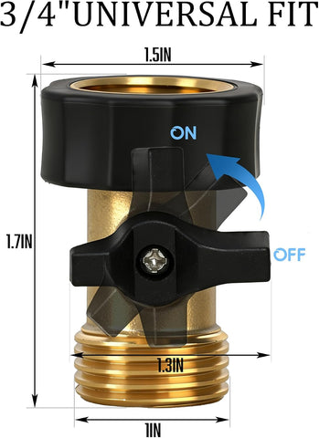 Hourleey Garden Hose Shut Off Valve, Heavy Duty 3/4 Inch Solid Garden Hose Shut Off Valve with 2 Extra Rubber Washers