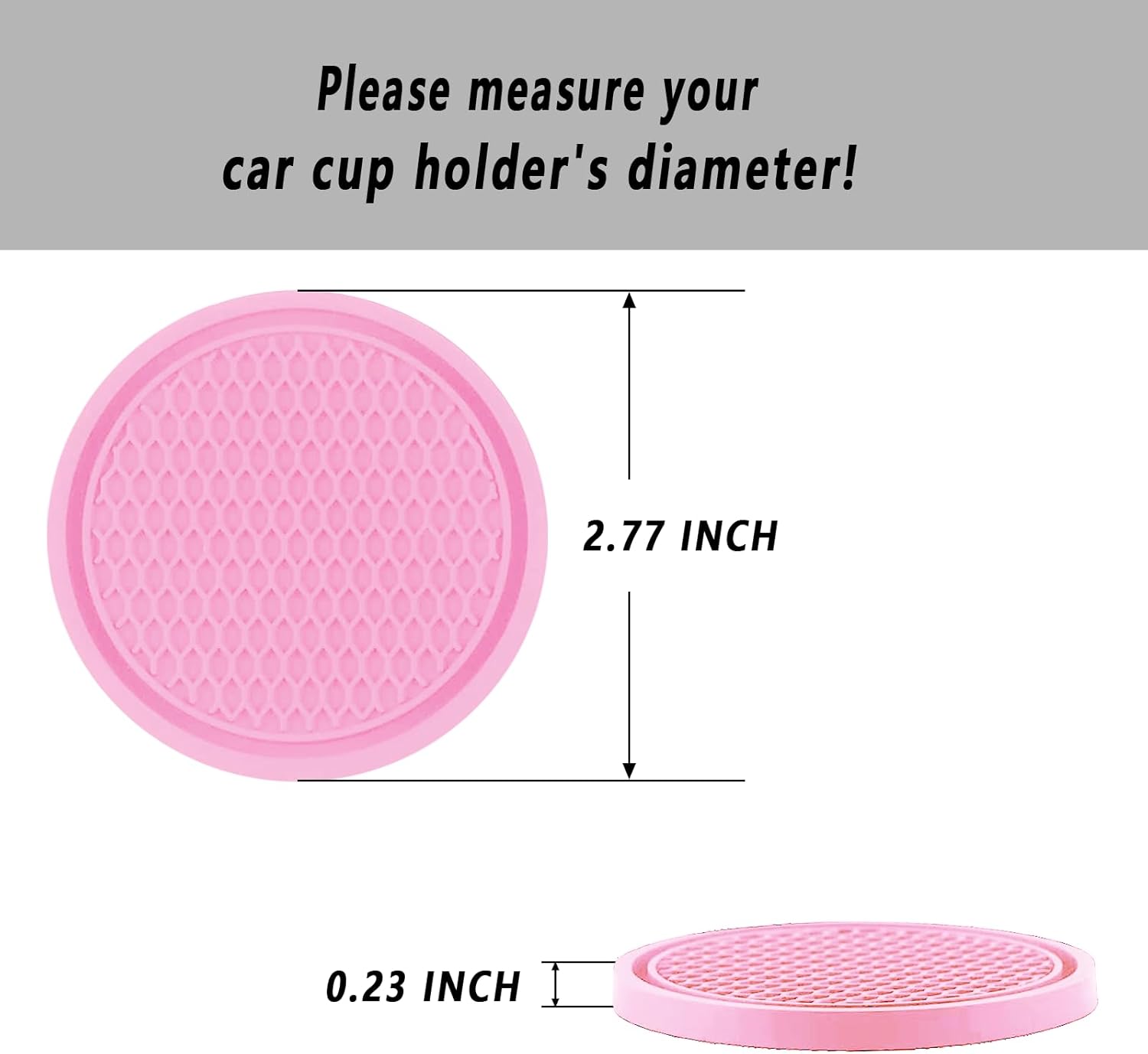 ZSDY Car Cup Coaster, 4PCS Universal Auto Non-Slip Cup Holder Embedded in Ornaments Coaster, Car Interior Accessories Sets, Pink