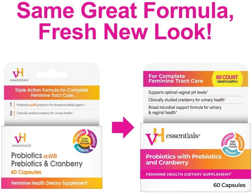 vH essentials Probiotics for Women with Prebiotics and Cranberry, 60 Ct