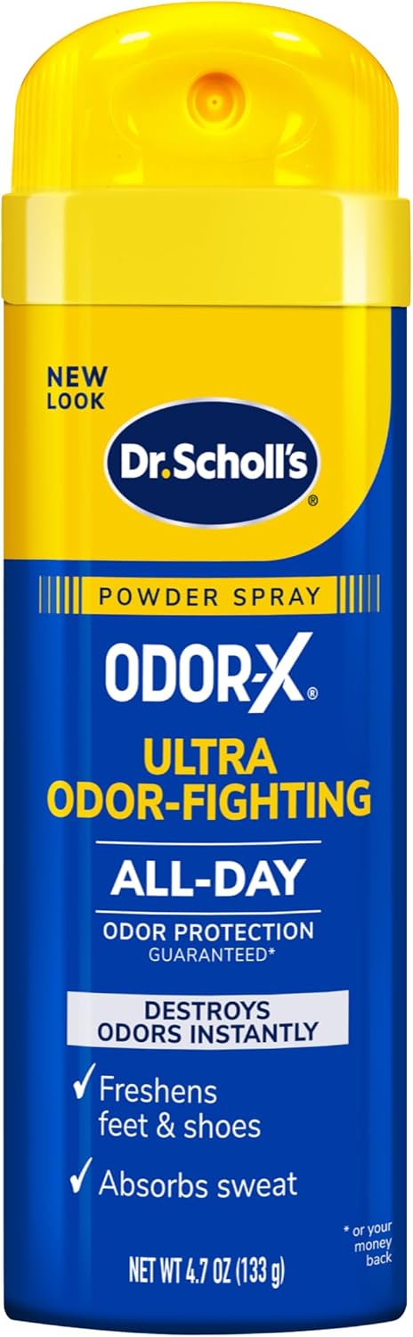 Dr. Scholl's Odor-X Odor-Fighting Spray-Powder, All-Day Odor Protection And Sweat Absorption, Odor-Fighting Spray Powder, Packaging May Vary