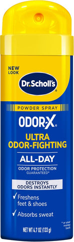 Dr. Scholl's Odor-X Odor-Fighting Spray-Powder, All-Day Odor Protection And Sweat Absorption, Odor-Fighting Spray Powder, Packaging May Vary