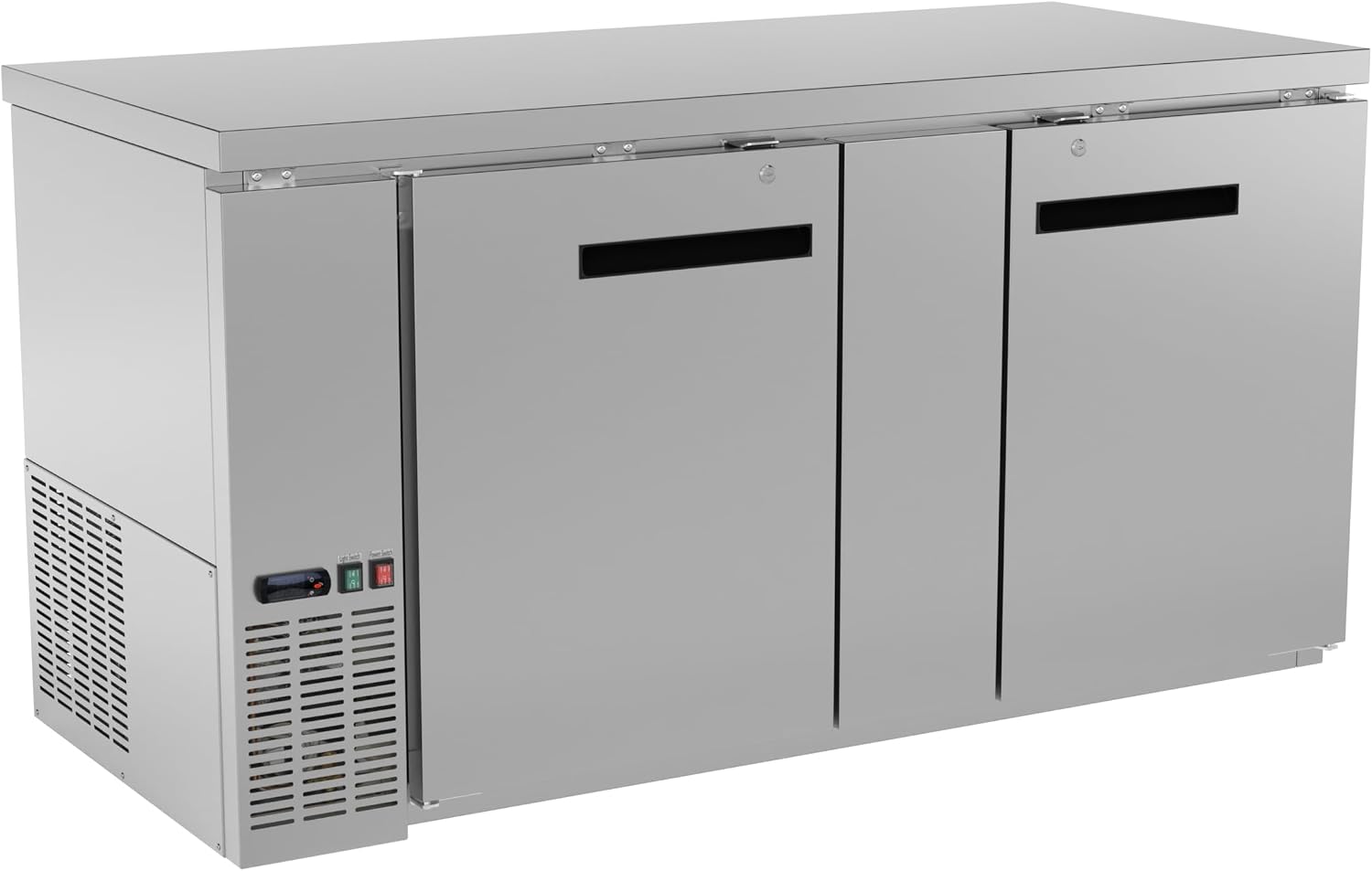 UBB-3-HC 69" Stainless Steel Counter Height Solid Door Back Bar Refrigerator Beverage Cooler for Beer Soda Wine with LED Lighting