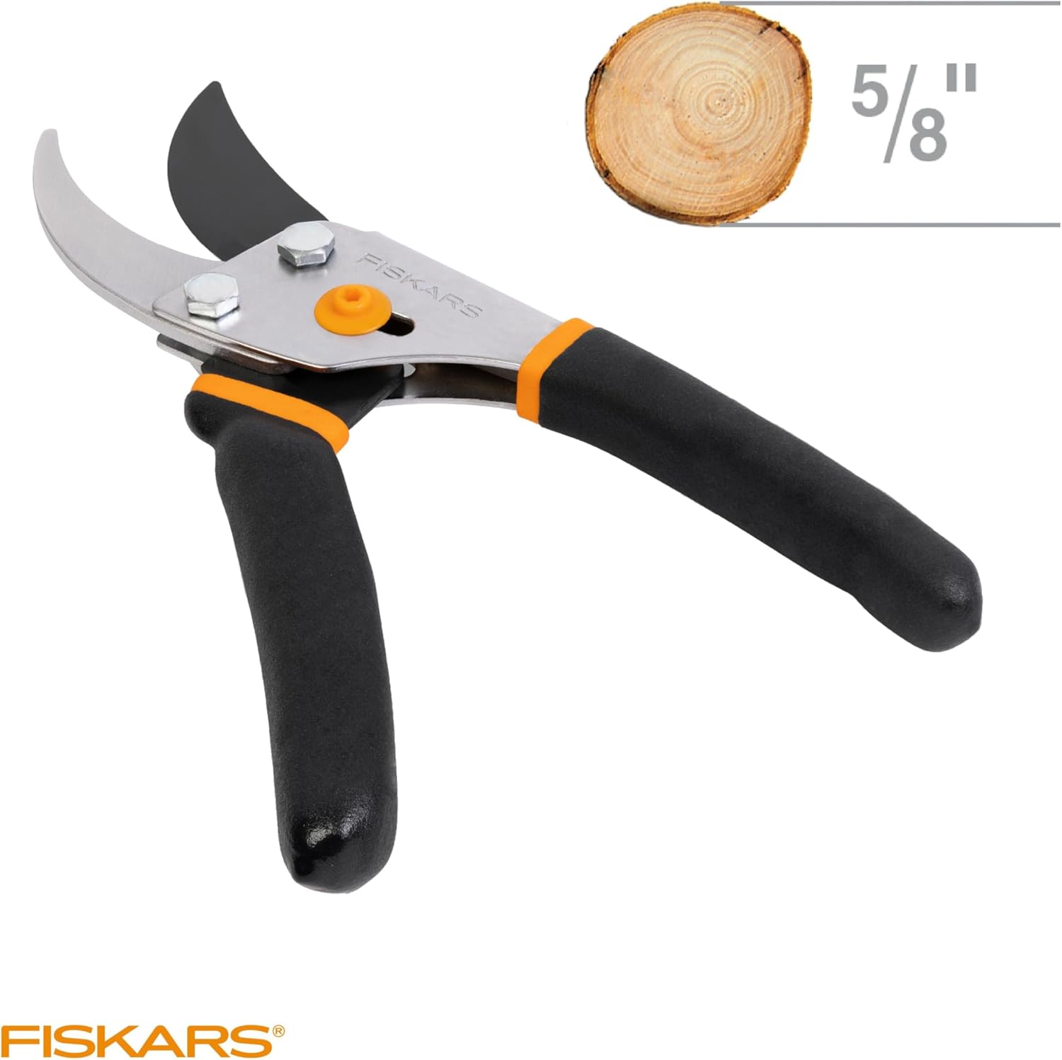 Fiskars Bypass Pruning Shears, 5/8" Cut Capacity Garden Clippers
