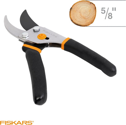 Fiskars Bypass Pruning Shears, 5/8" Cut Capacity Garden Clippers