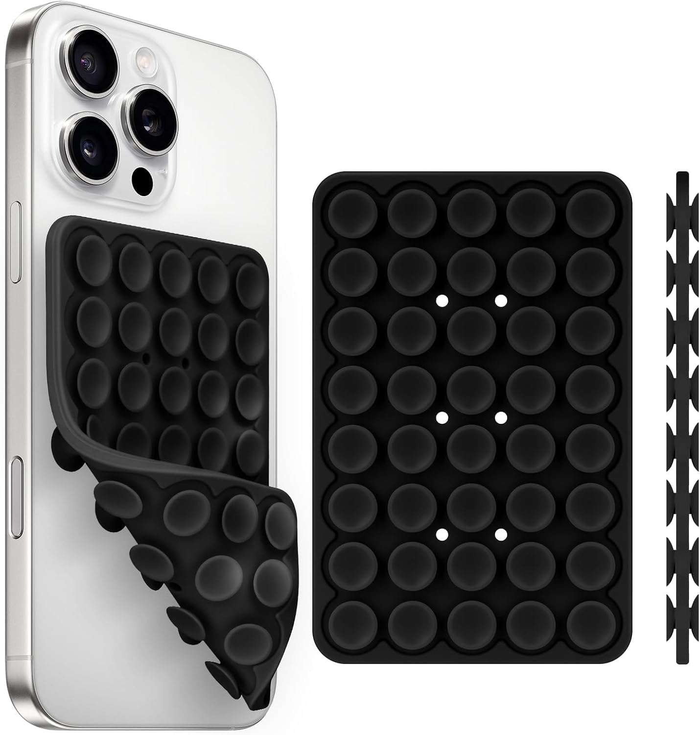 Yojaro Silicone Suction Cup Phone Case Mount Double Sided, Phone Accessories Hands-Free Strong Grip Holder for Selfies and Videos, Silicon Phone Stand for iPhone and Android Black