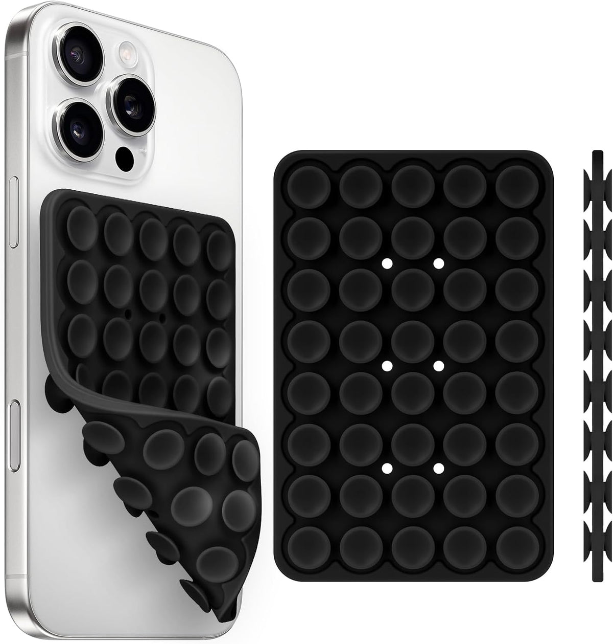 Yojaro Silicone Suction Cup Phone Case Mount Double Sided, Phone Accessories Hands-Free Strong Grip Holder for Selfies and Videos, Silicon Phone Stand for iPhone and Android Black