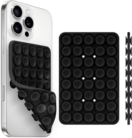 Yojaro Silicone Suction Cup Phone Case Mount Double Sided, Phone Accessories Hands-Free Strong Grip Holder for Selfies and Videos, Silicon Phone Stand for iPhone and Android Black