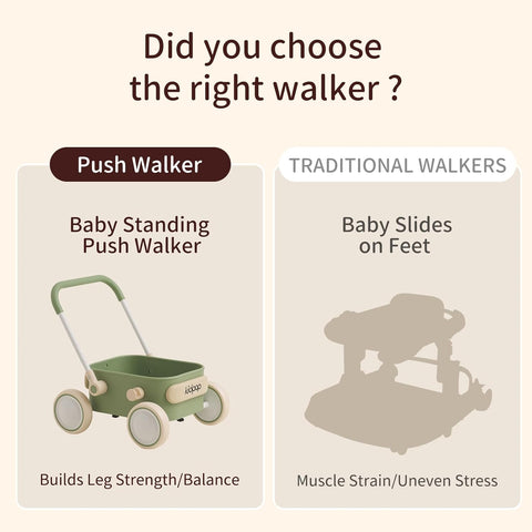 PULA Baby Push Walker with Wheels Toddler Wagon for First Learner Baby Toys 6-12 Months, 1 Year Old Birthday Gifts, Indoors and Outdoors (Black)