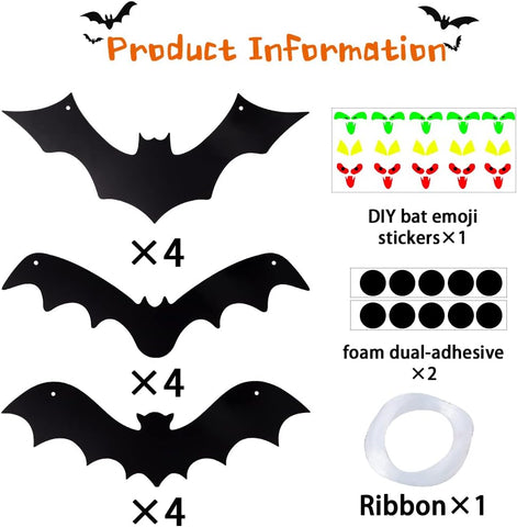 YUJUN Halloween Hanging Bats for 12PCS 3D Halloween Yard Outdoor Decoration