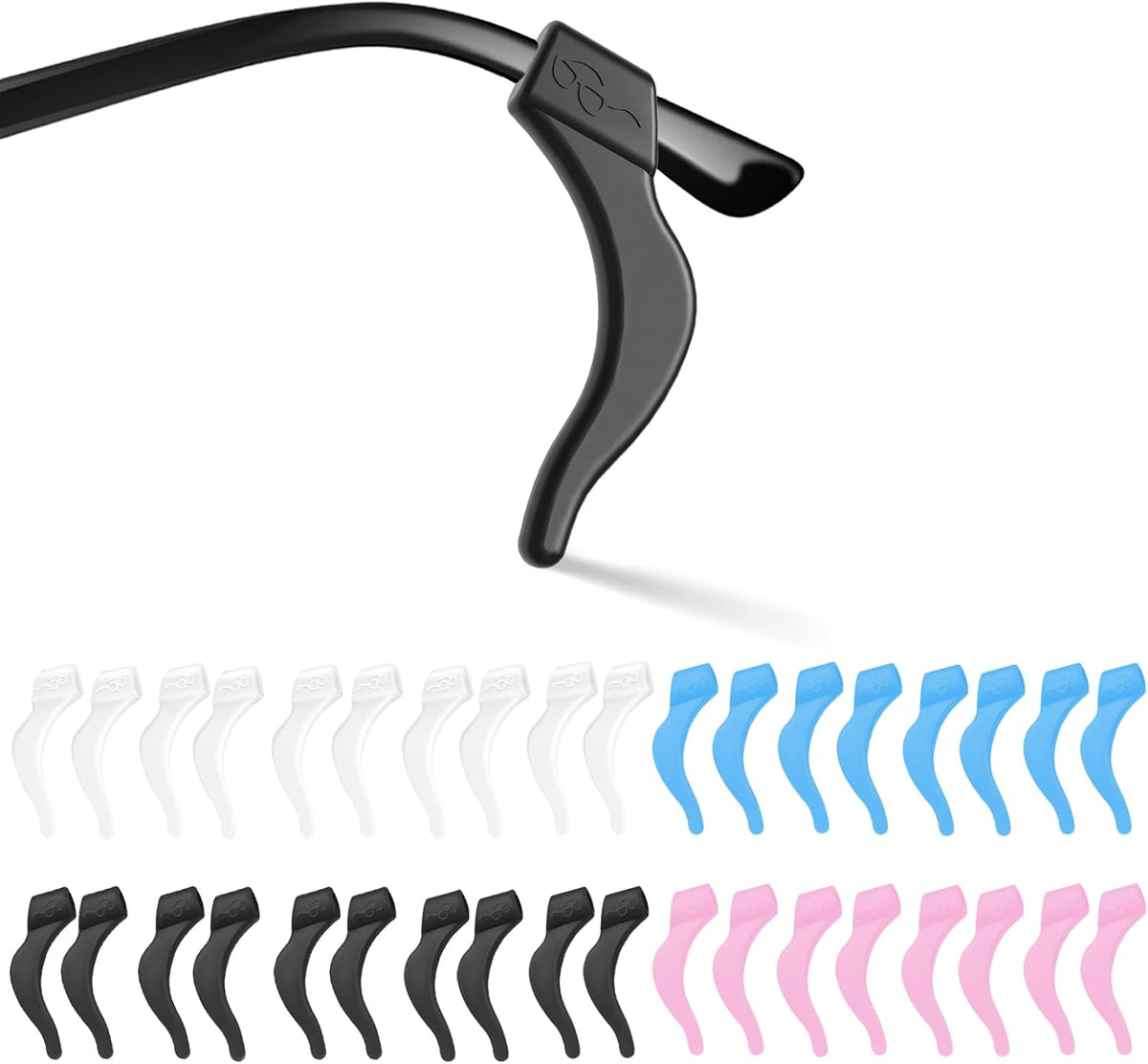 SMARTTOP Eyeglass Ear Grip - 18 Pairs Soft Comfortable Anti-slip Holder, Silicone Ear Hook, Eye glass Temple Tips Sleeve Retainer for Sports Glasses, Sunglasses Presbyopia Reading Glasses
