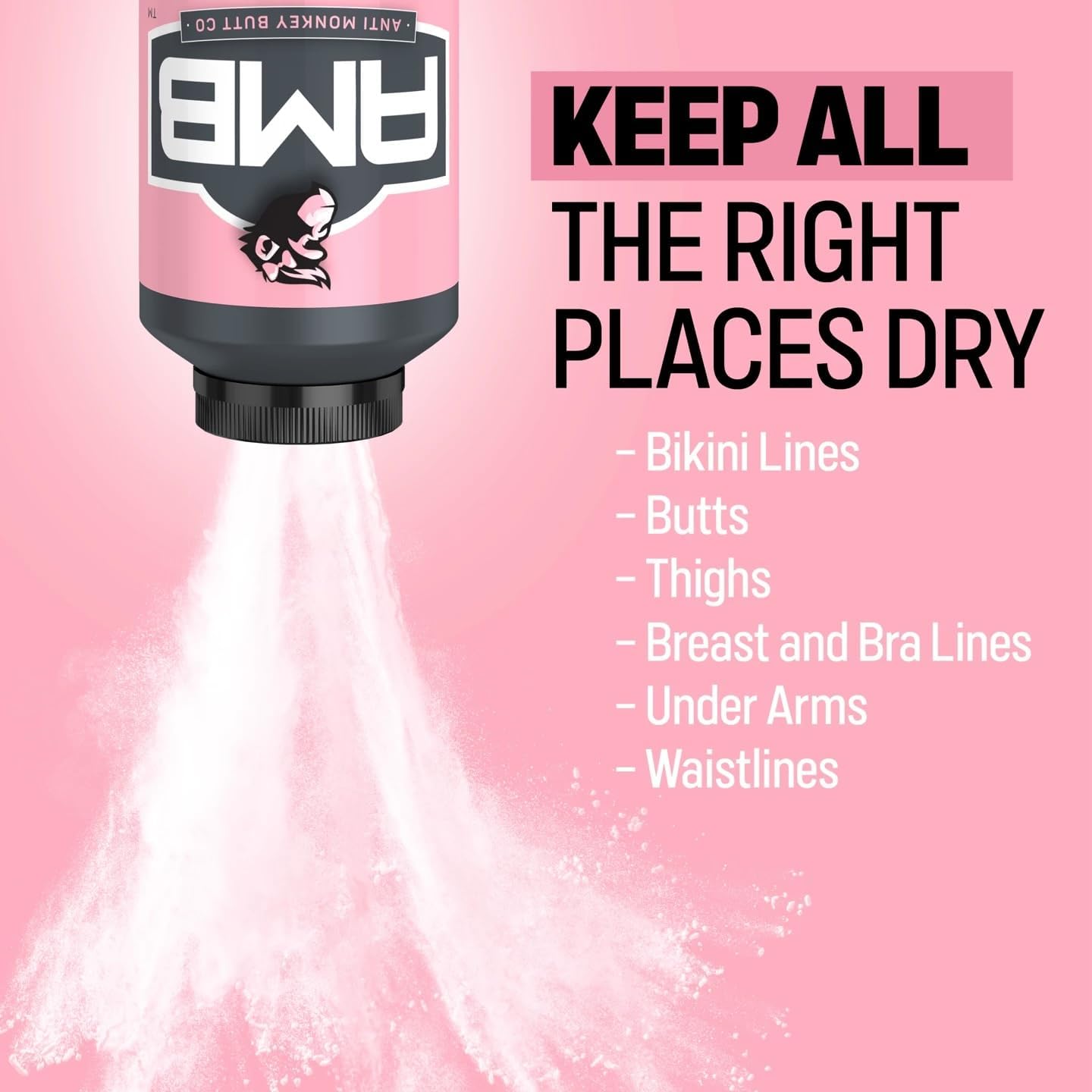 Anti Monkey Butt Body Powder for Women, Talc-Free, 8 oz