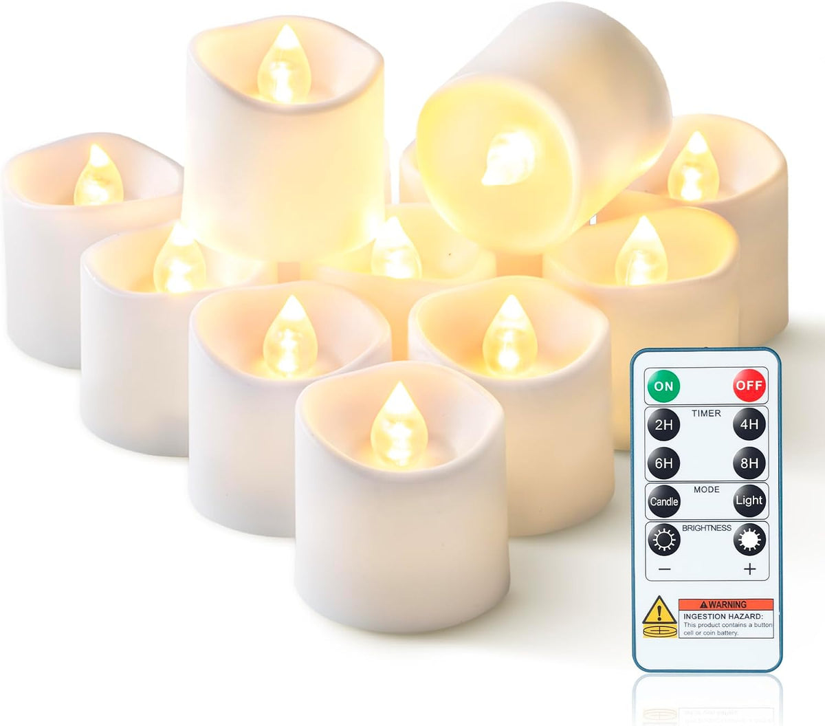 Homemory White Flameless LED Votive Tealight Candles & Timer Remote, 12Pack