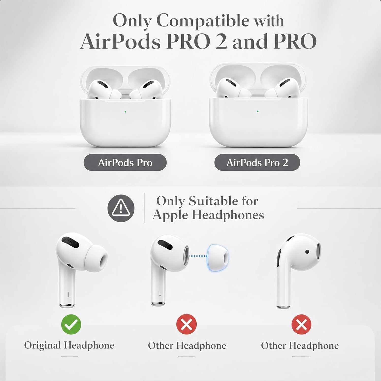 4 Pairs Replacement Ear Tips for AirPods Pro 1st/2nd Gen, White