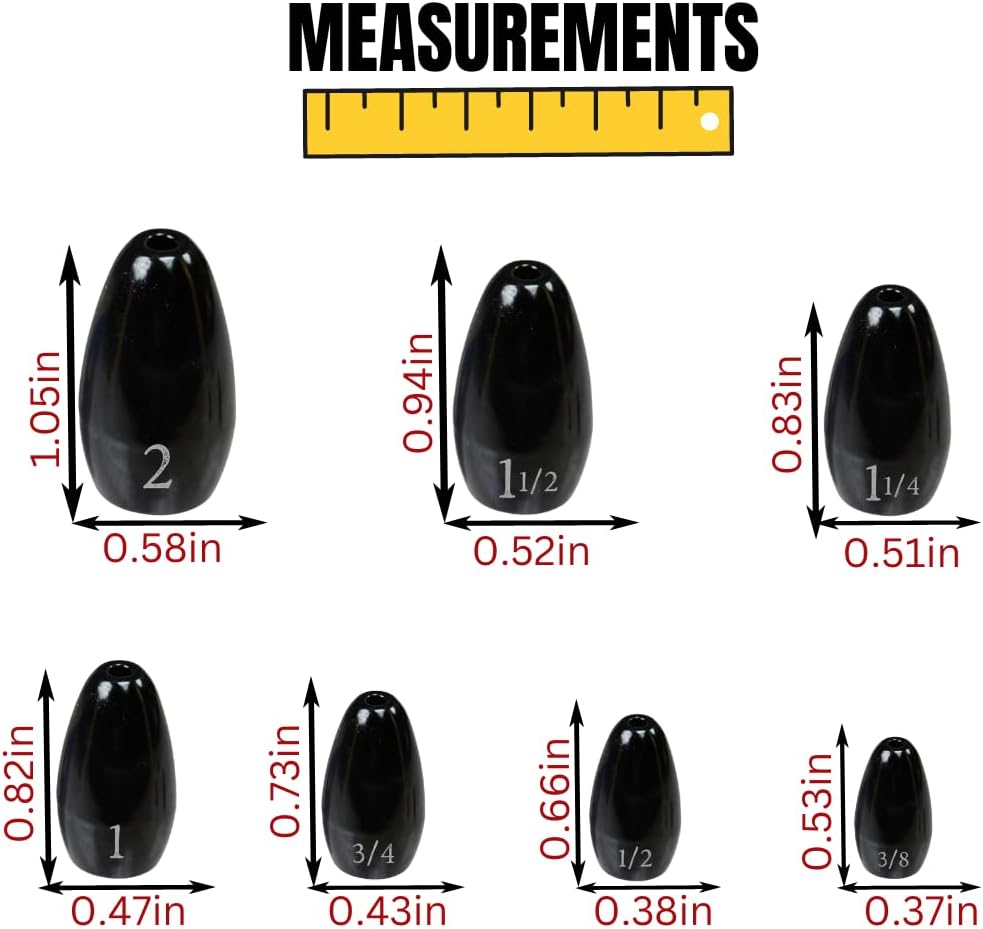Reaction Tackle Tungsten Flipping Weights for Bass Fishing - Punch Sinkers for Heavy Cover - Size Stamped Texas and Carolina Rig Freshwater and Saltwater