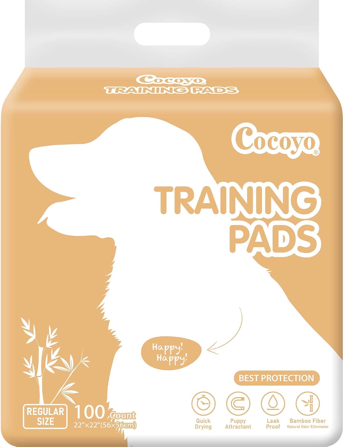 COCOYO Earth Friendly Bamboo Training Pads, 100 Count, Super Absorbent and Deodorizing Pee Pads for Dogs