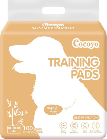 COCOYO Earth Friendly Bamboo Training Pads, 100 Count, Super Absorbent and Deodorizing Pee Pads for Dogs