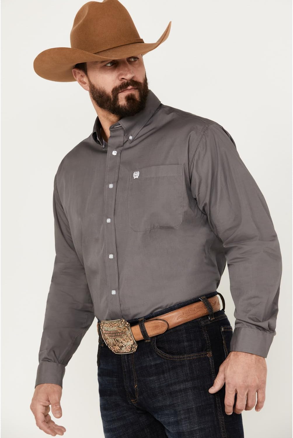 Cinch Men's Classic Fit Long Sleeve Button One Open Pocket Solid Basic