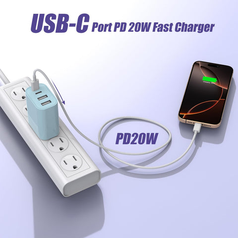 40W USB C Charger Block, [2 Pack] 4-Prot USB Type C iPhone Fast USB C Brick
