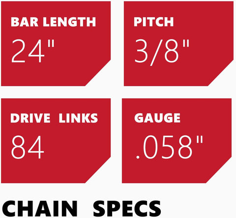 KAKEI 24 Inch Chainsaw Chain 3/8" Pitch .058" Gauge 84 Drive Links Fits Husqvarna 555, 562XP, 365, 565, 372XP, 572XP, 390XP, 395 XP, 585, 592 XP (3 Chains) - Full Chisel