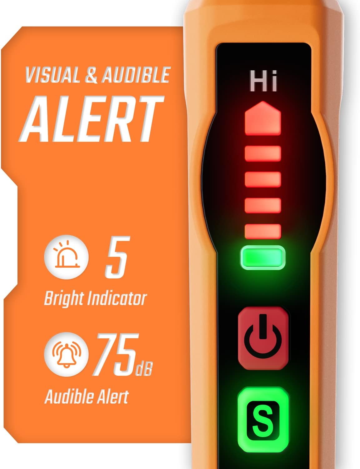 Natural Gas Detector, TopTes PT177 Gas Leak Detector with Audible & Visual Alarm, Portable Gas Sniffer to Locate Combustible Leak Sources Like Methane, Propane for Home (Includes Battery x2)-Orange