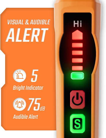 Natural Gas Detector, TopTes PT177 Gas Leak Detector with Audible & Visual Alarm, Portable Gas Sniffer to Locate Combustible Leak Sources Like Methane, Propane for Home (Includes Battery x2)-Orange