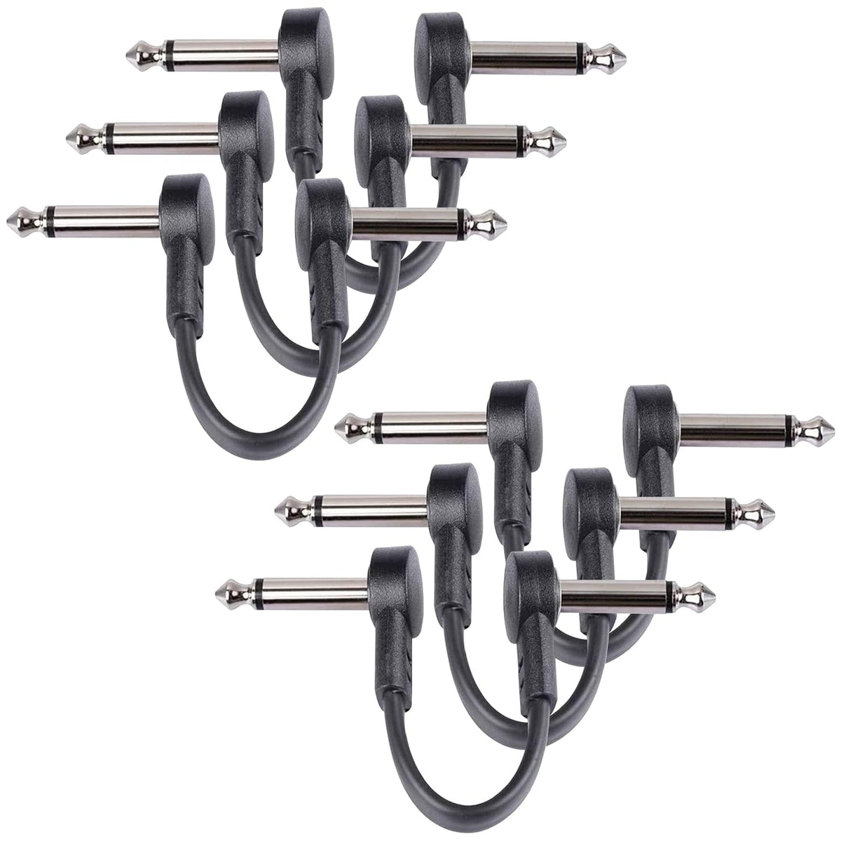 6-Pack 3 Inch Flat Guitar Patch Cables Short Pedal Cable