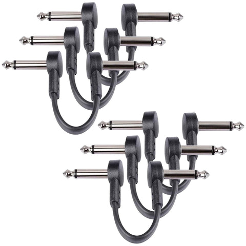 6-Pack 3 Inch Flat Guitar Patch Cables Short Pedal Cable