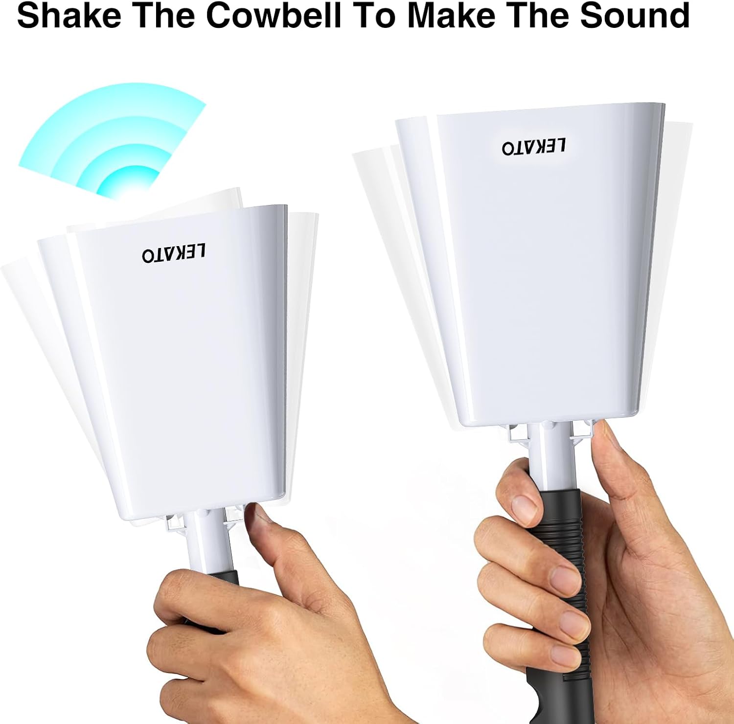 LEKATO 10 Inch Cowbell Noise Makers, Cow bell with Handle for Sporting Events Cheering Steel Cow Bell for Football Games,Party, Concert, Graduation, School, Farm Ranch(White)