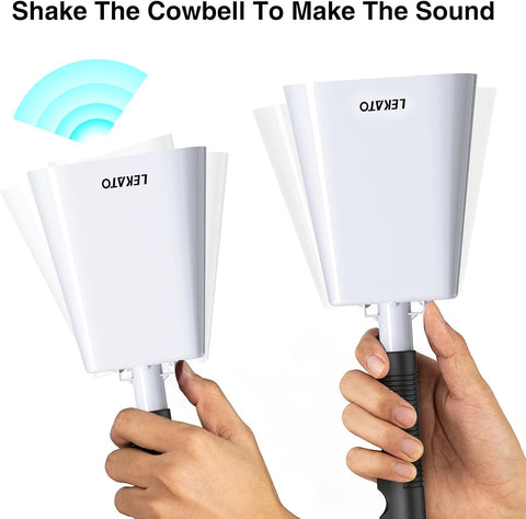LEKATO 10 Inch Cowbell Noise Makers, Cow bell with Handle for Sporting Events Cheering Steel Cow Bell for Football Games,Party, Concert, Graduation, School, Farm Ranch(White)