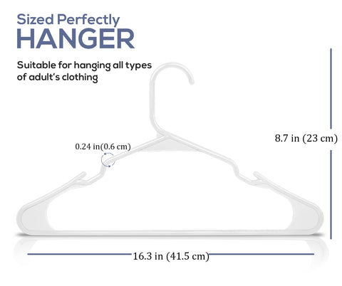 Utopia Home Plastic Hangers 50 Pack - Perfect for Clothes Hangers Space Saving - Durable and Strong Coat or Pant Hangers for Closet Organizers and Storage with Shoulder Grooves (White)