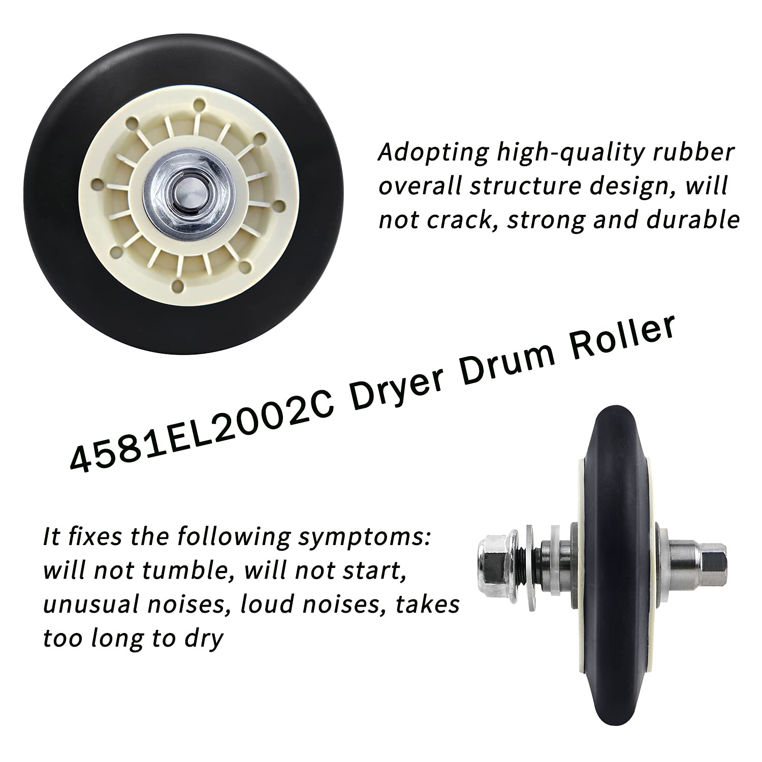 Upgraded Dryer Repair Kit Dryer Roller Kit for LG Kenmore Dryers Includes 4581EL2002C Dryer Drum Roller Assembly 4400EL2001A Dryer Belt and 4561EL3002A Dryer Idler Pulley, Pictures 6, 7 are Fit Models