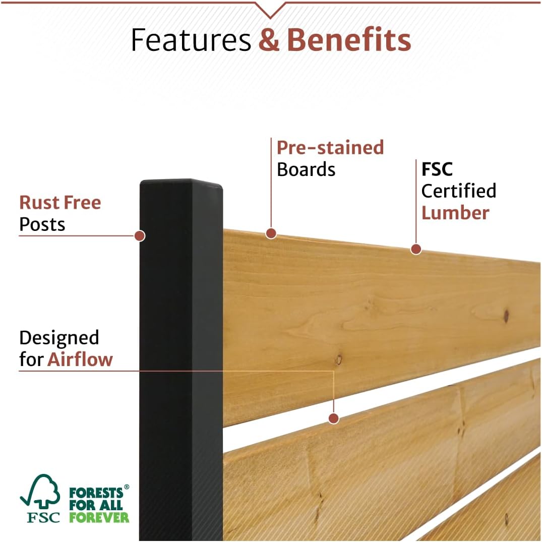 Enclo Concord Privacy Screen, Cedar Wood DIY No Dig Kit