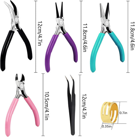 URSKYTOUS 4Pcs Jewelry Pliers Set Jewelry Making Pliers Tools Kit Include Jewelry Making Needle Nose Chain Nose Round Bent Pliers Wire Cutter for Bracelet Beading DIY Craft Jewelry Making Supplies
