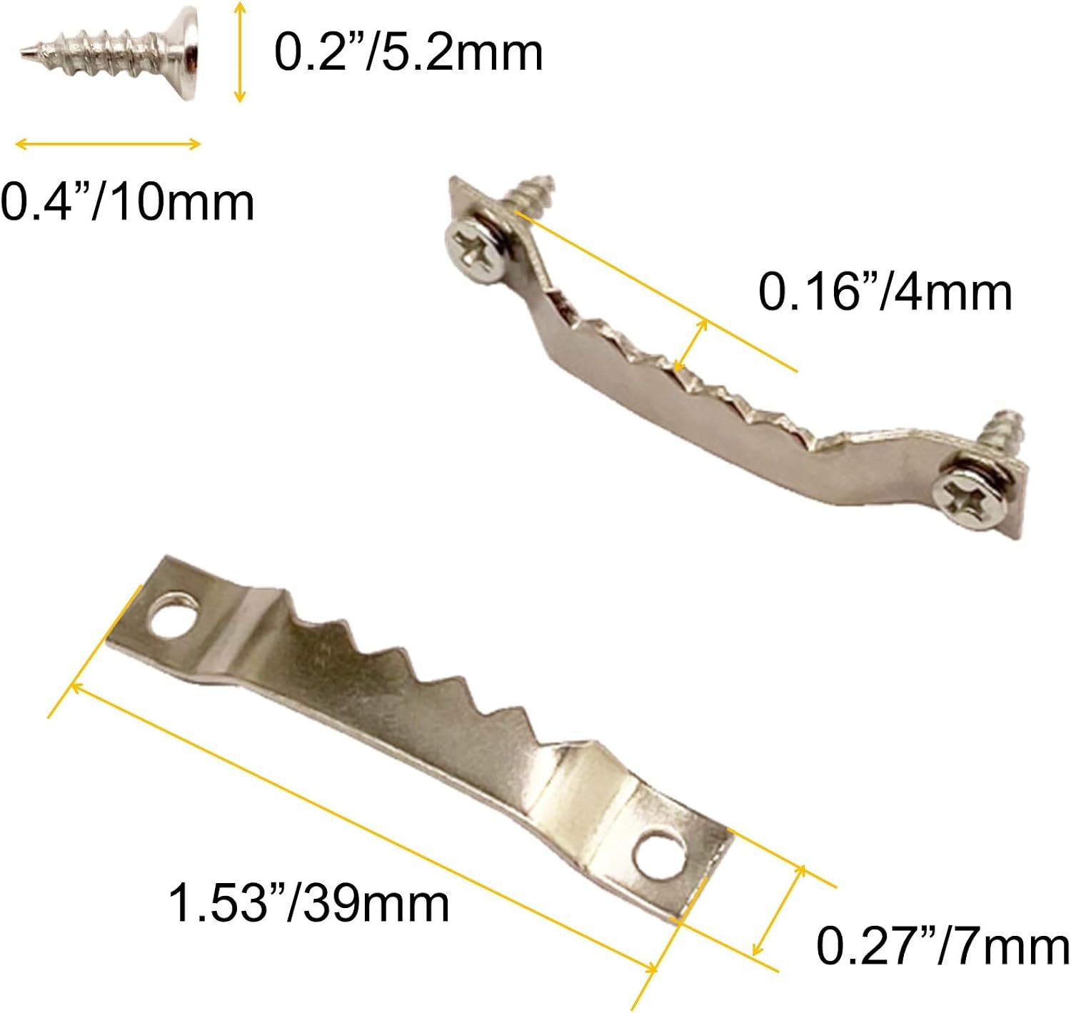 100 Pack Small Steel Sawtooth Picture Hangers with Screws (Silver)