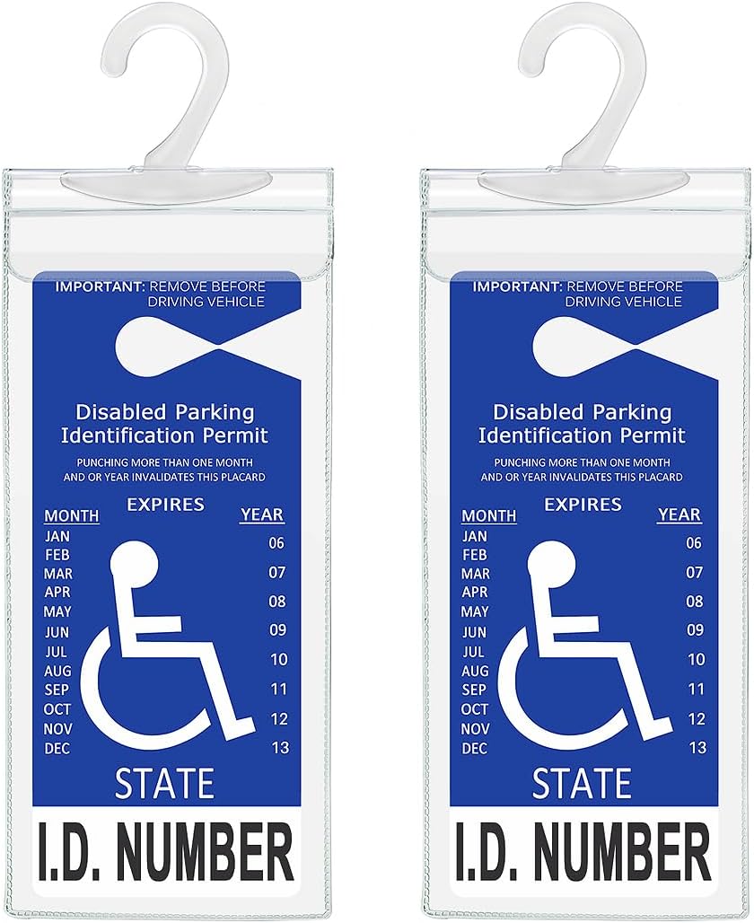TB Tbuymax Handicap Parking Placard Holder, Ultra Transparent Disabled Permit Protective Cover with Large Hanger by Tbuymax 2 Pack (Placard is NOT Include)