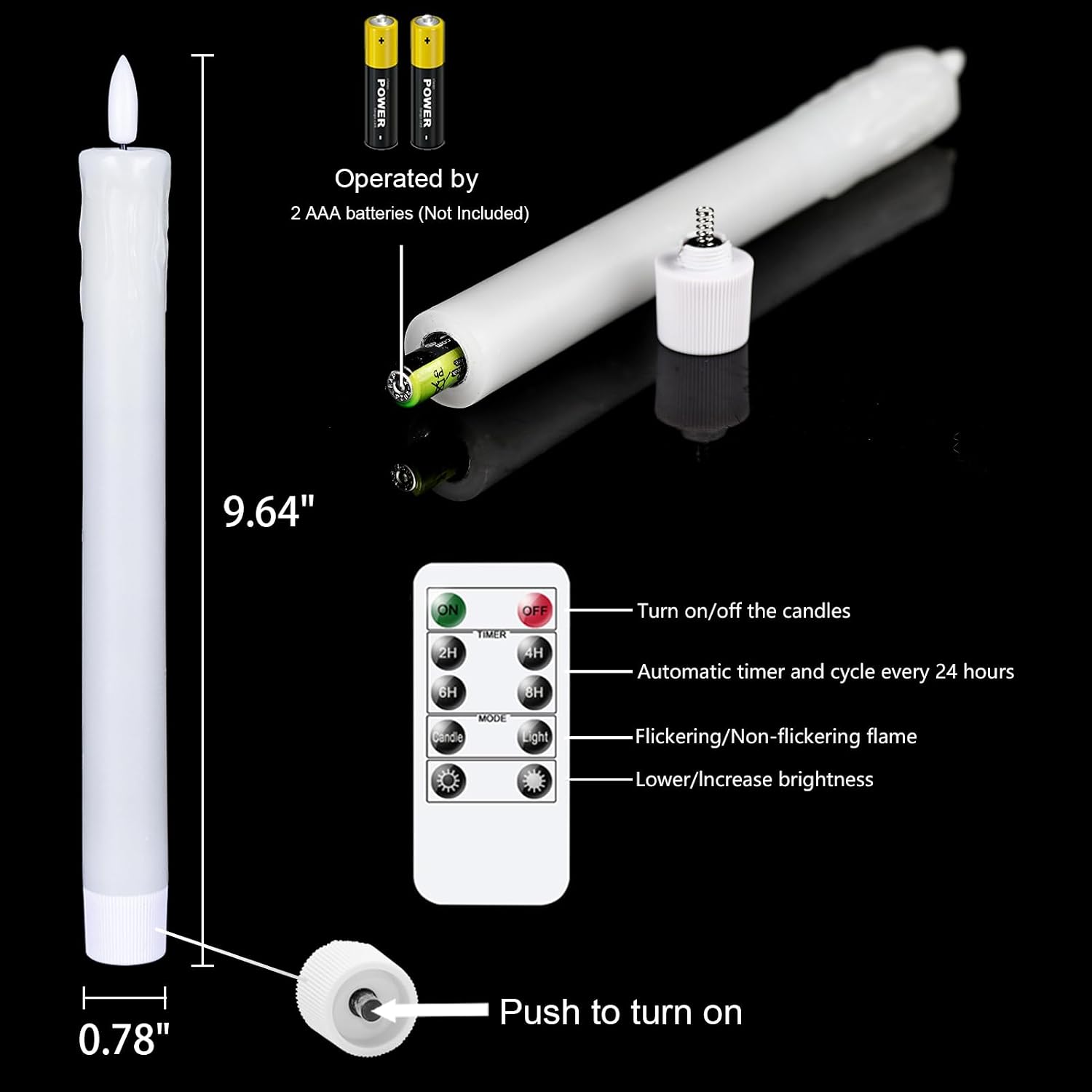 GenSwin Drip Wax Flameless Taper Candles Battery Operated with Remote Timer