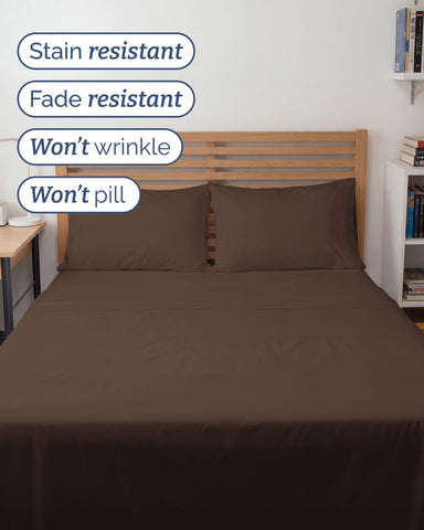 Full XL Sheets - 4 Piece Full XL Sheet Set - Breathable & Cooling - Brown