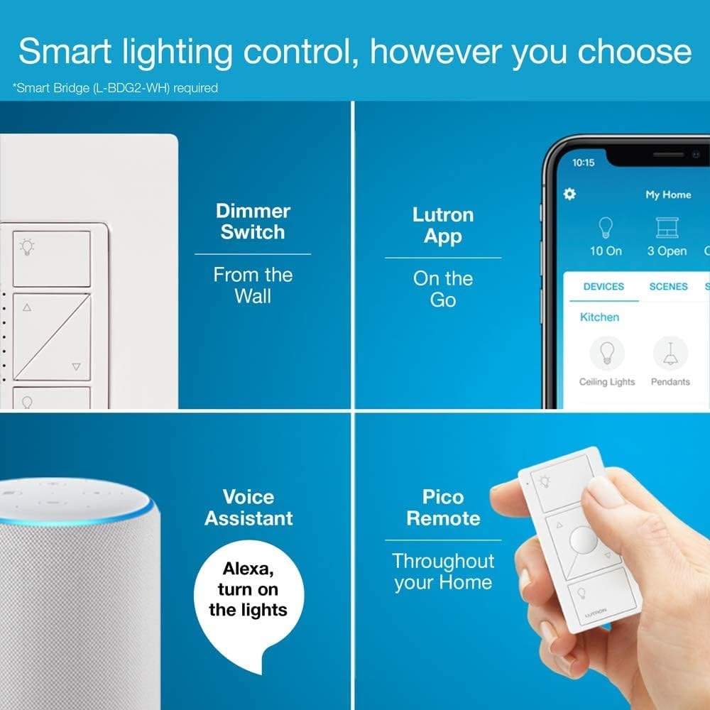Lutron Caseta Smart Dimmer Switch (Smart Hub Required), No Neutral Required