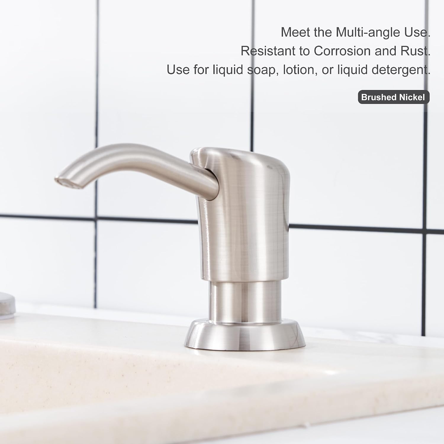 GAGALIFE Dish Soap Dispenser for Kitchen Sink, 17 oz Bottle, Brushed Nickel