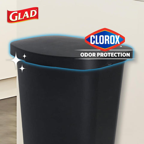 Glad Trash Can with Clorox Odor Protection | Plastic Bin, 13 Gal, Black