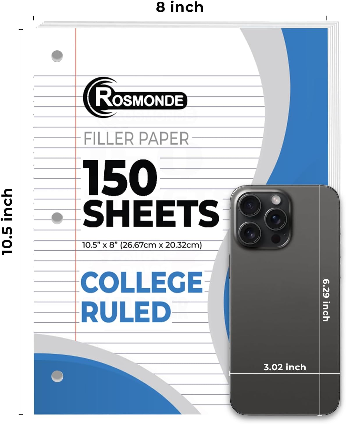 Rosmonde 576 Pack(Pallet) Loose Leaf Paper Bulk, 86400 Sheets,College Ruled