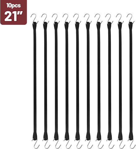 Bungee Cords with Hooks, 10 Pack, 21", EPDM Rubber