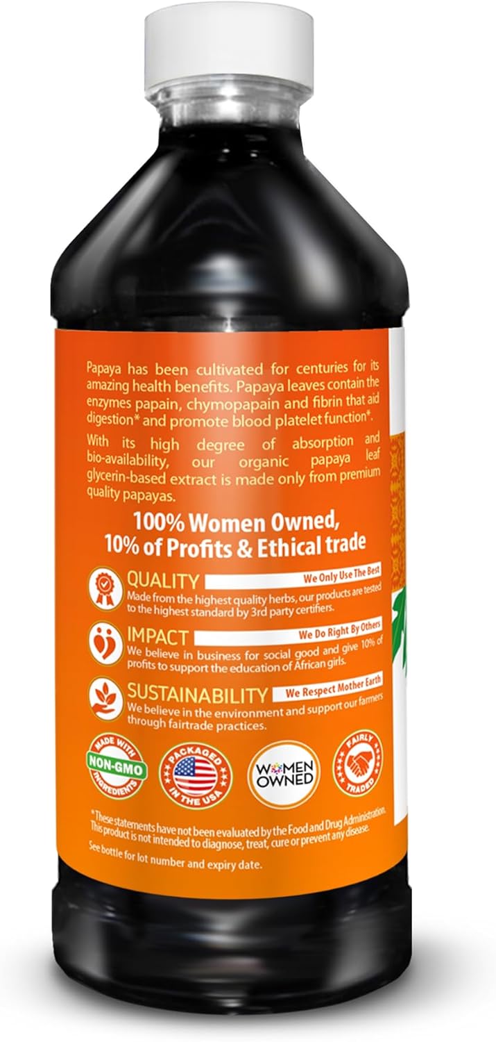 Herbal Goodness Papaya Leaf Extract Liquid, Platelet Supplement Boost 16oz