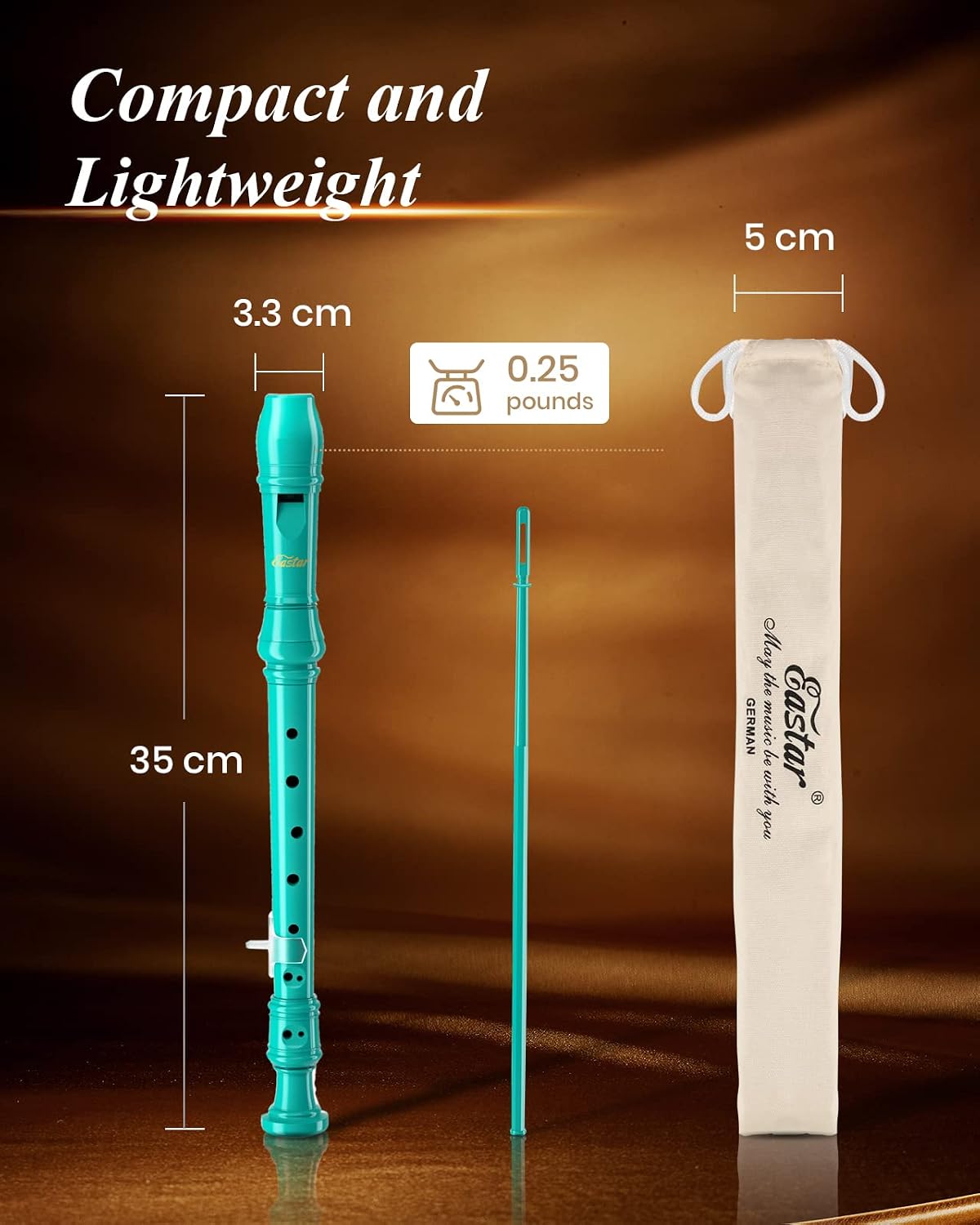 Eastar German C Soprano Recorder for Kids Beginner Kit, Sky Blue, ERS-21GSB