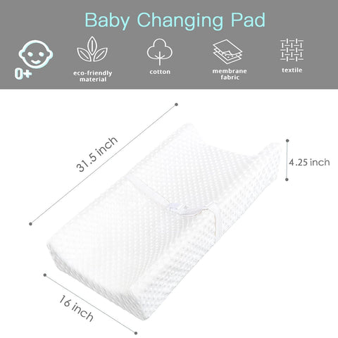 YENING Waterproof Baby Diaper Changing Pad for Dresser with Washable Cover Contoured Changing Table Pad 31.5" x 16" White
