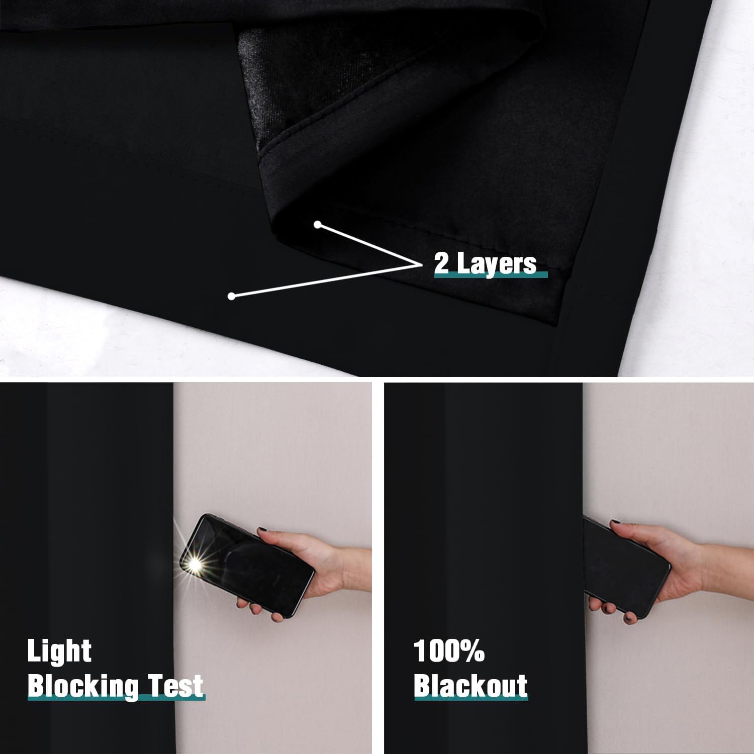 ChrisDowa 100% Blackout Curtains for Bedroom 63 Inches Long 2 Panels Set