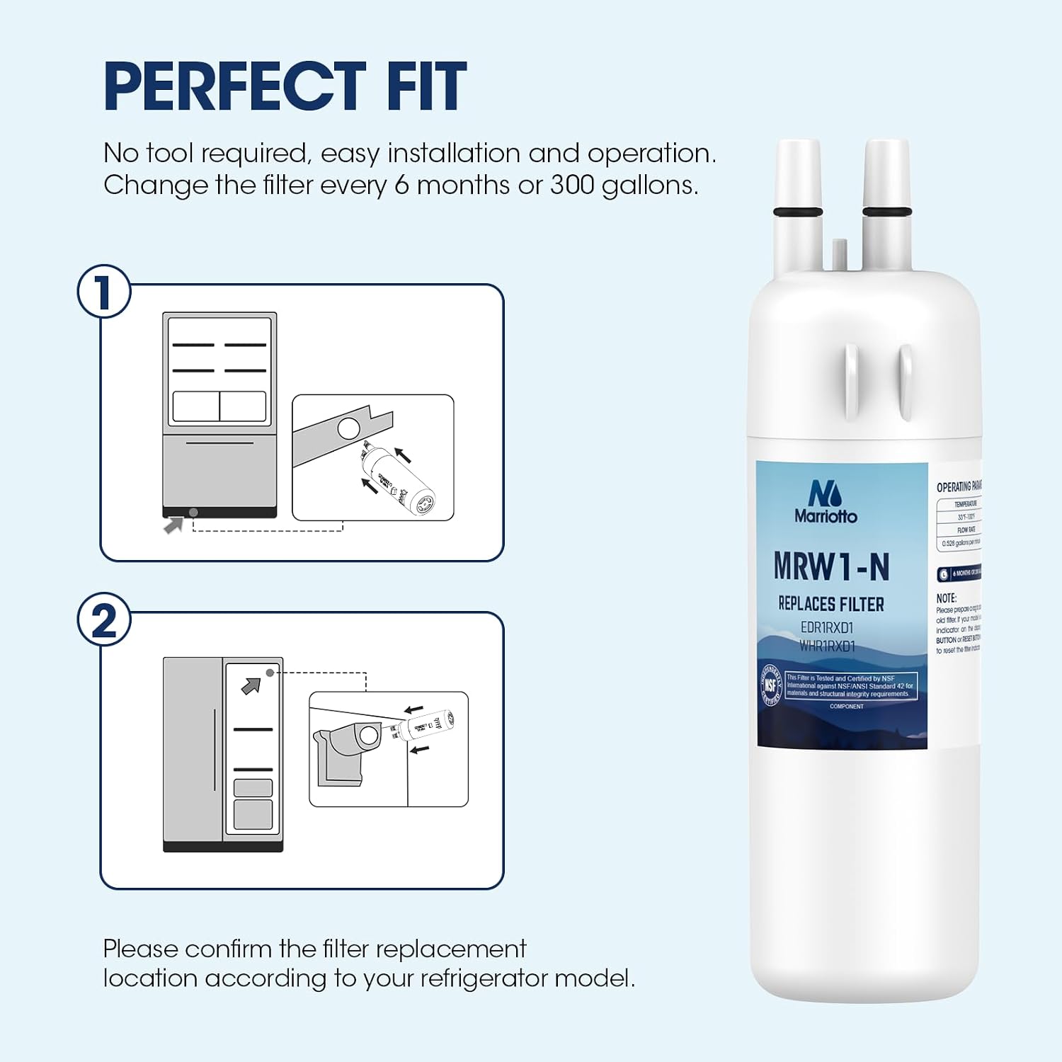 MARRIOTTO EDR1RXD1 Water Filter Compatible with Filter 1,3 Pack