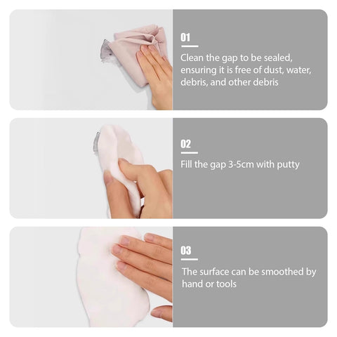 6 Pack Moldable Sealant Clay, White Fast Drying Sealant Mastic, Repair Sealing Putty for Drain Pipe Connections, Wall Holes, Air Conditioning Holes and Household Gap Filling.